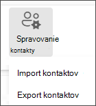 V ponuke Spravovanie vyberte možnosť na importovanie kontaktov