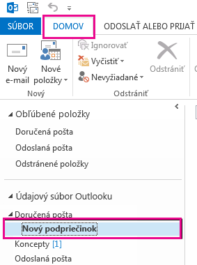 Vytvorí sa nový podpriečinok.