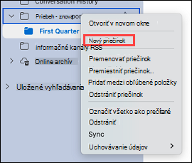 Zobrazuje výber priečinka v Outlooku