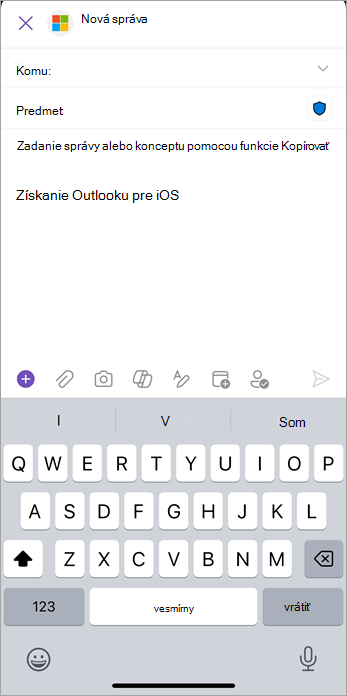 Vyberte ikonu Priložiť (spinka) a pridajte súbory alebo obrázky do e-mailu.