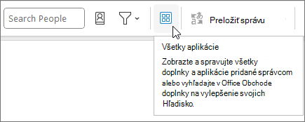 Ikona Všetky aplikácie v rozložení zbaleného pása s nástrojmi v Outlooku vo Windowse.