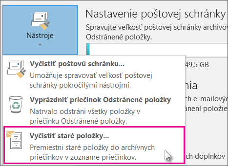 Vyčistenie starých položiek