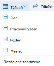 Vyberte zobrazenie kalendára alebo zapnite alebo vypnite rozdelené zobrazenie.