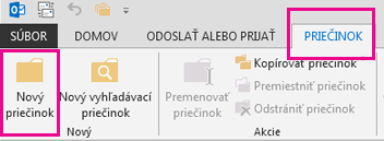 Na karte Priečinok kliknite na položku Nový priečinok.