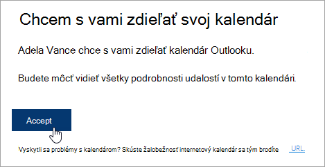 Snímka obrazovky s tlačidlom Prijať