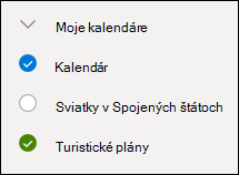 Snímka obrazovky zobrazujúca začiarkavacie políčko vedľa kalendára