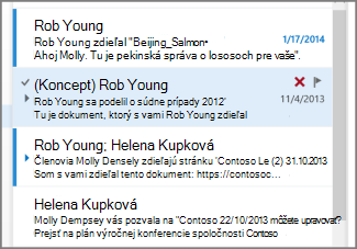 koncept v zozname správ