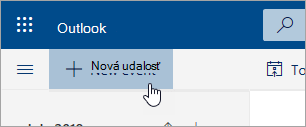 Snímka obrazovky s tlačidlom Nová udalosť