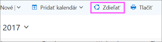 Snímka obrazovky s tlačidlom zdieľať
