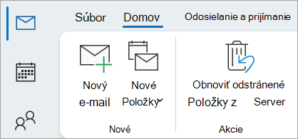 Výberom položky obnoviť odstránené položky zo servera obnovíte správy, ktoré sa už v priečinku Odstránené položky nenachádzajú