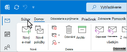 Výber súboru na páse s nástrojmi