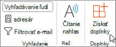 Na páse s nástrojmi vyberte položku Získať doplnky.