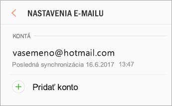 Nastavenia > Pridať konto