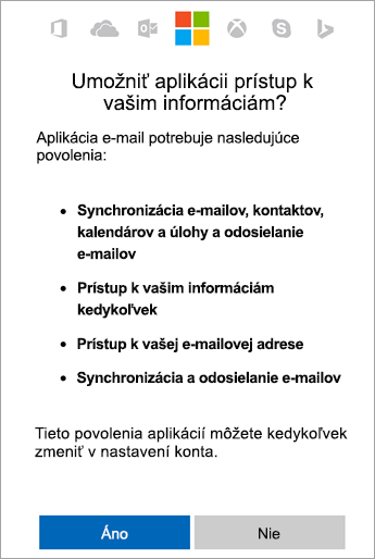 Ťuknutím na tlačidlo Áno prijmete povolenia