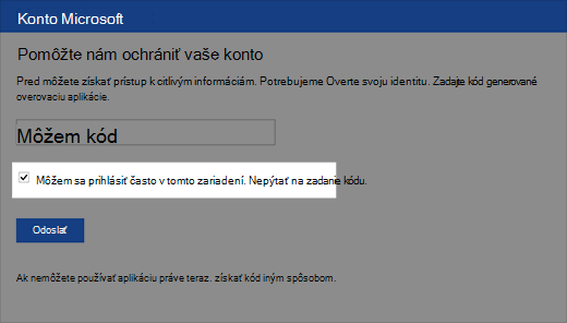 Snímka obrazovky s dialógovým oknom dôveryhodné zariadenie