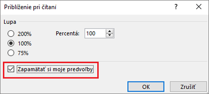 Možnosti priblíženia a zapamätania výberu