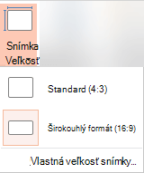 Tlačidlo Veľkosť snímky v skupine Prispôsobiť