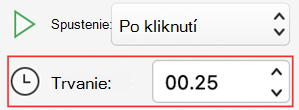 PowerPoint pre Mac ponuka trvania animácie