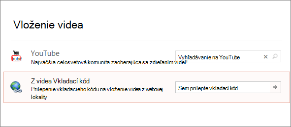 Zobrazí možnosť vloženia videa v PowerPointe