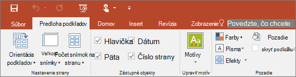 Zobrazenie pása s nástrojmi Predloha podkladov v PowerPointe