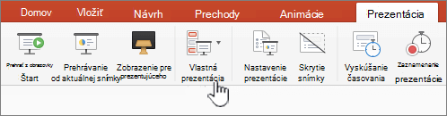 Tlačidlo Prehrať vlastnú prezentáciu