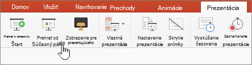 Tlačidlo Prehrať od aktuálnej snímky
