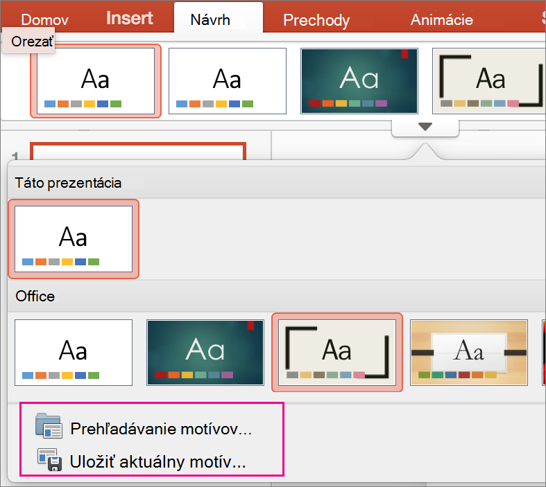 PowerPoint for Mac Uloženie motívu
