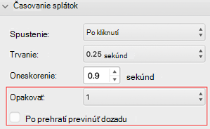 PowerPoint pre Mac ponuka opakovania a posunutia dozadu