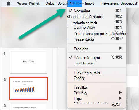 Ponuka Zobraziť v PowerPointe