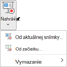 Príkazy Zaznamenať prezentáciu na karte Záznam v PowerPointe.