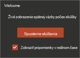 Kliknite na položku Spustiť skúšanie