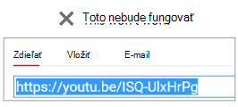 Ak sa vkladací kód začína reťazcom http, vloženie videa nebude úspešné.