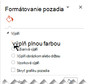Na table Formátovanie pozadia vyberte položku Výplň plnou farbou