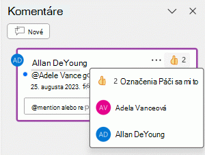 Označte, že sa vám komentár páči, a zistite, komu sa ešte páčil.