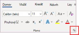 Spúšťač dialógového okna Písmo