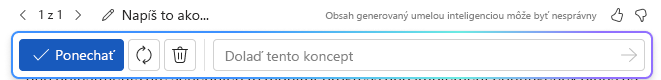 Copilot v Words možnosti na zachovanie alebo zmenu jeho odpovede