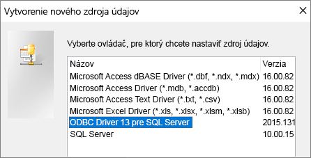 Dialógové okno Vytvorenie nového zdroja