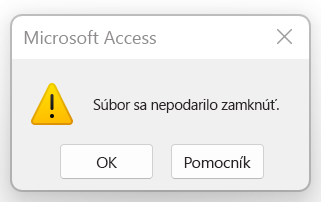 Chybové hlásenie: súbor sa nepodarilo zamknúť.