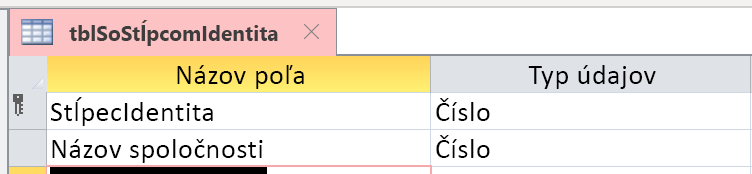 Stĺpec identity nesprávne identifikovaný ako automatické číslovanie