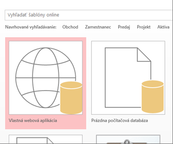 Tlačidlo Vlastná webová aplikácia na úvodnej obrazovke