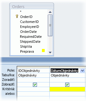 Kritérium OrderDate