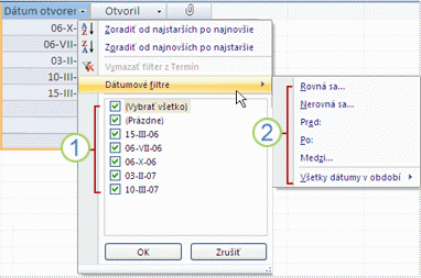 Bežné filtre dátumu