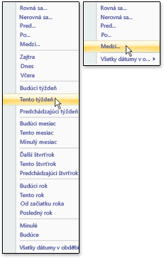 Dlhé a krátke zoznamy všeobecného filtra dátumu
