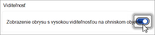 Snímka obrazovky s tlačidlom Obrys viditeľnosti.