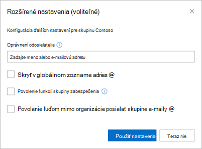 Obrázok rozšírených nastavení