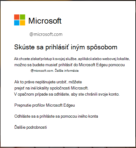 hlásenie zobrazené, keď sa vyžaduje prihlásenie prehliadača Edge