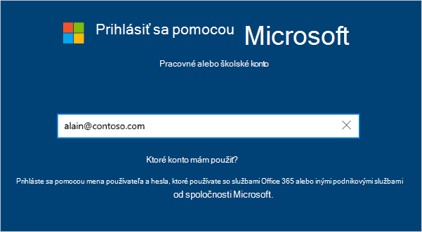 Prihlasovacia obrazovka s e-mailovou adresou