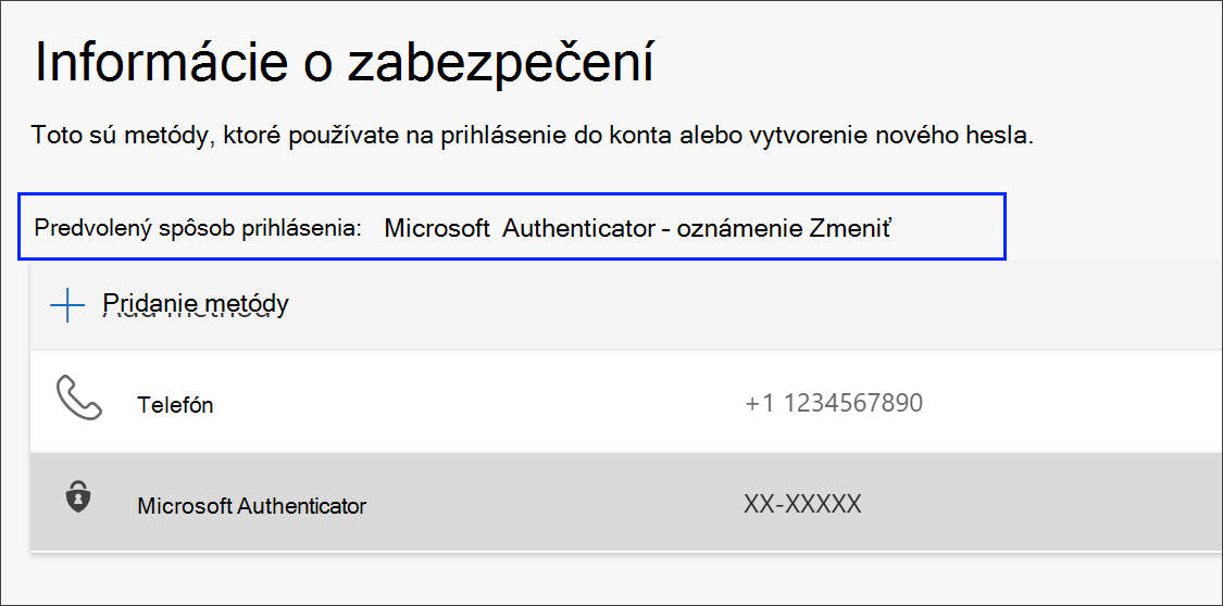 Zmena prepojenia na predvolený spôsob prihlasovania