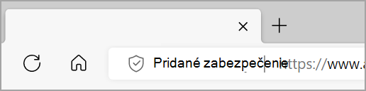 Keď je na webovej lokalite zapnuté rozšírené zabezpečenie, naľavo od panela s adresou v prehliadači Microsoft Edge sa zobrazí pridané zabezpečenie.