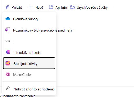 Snímka obrazovky navigácie v rámci študijných aktivít.